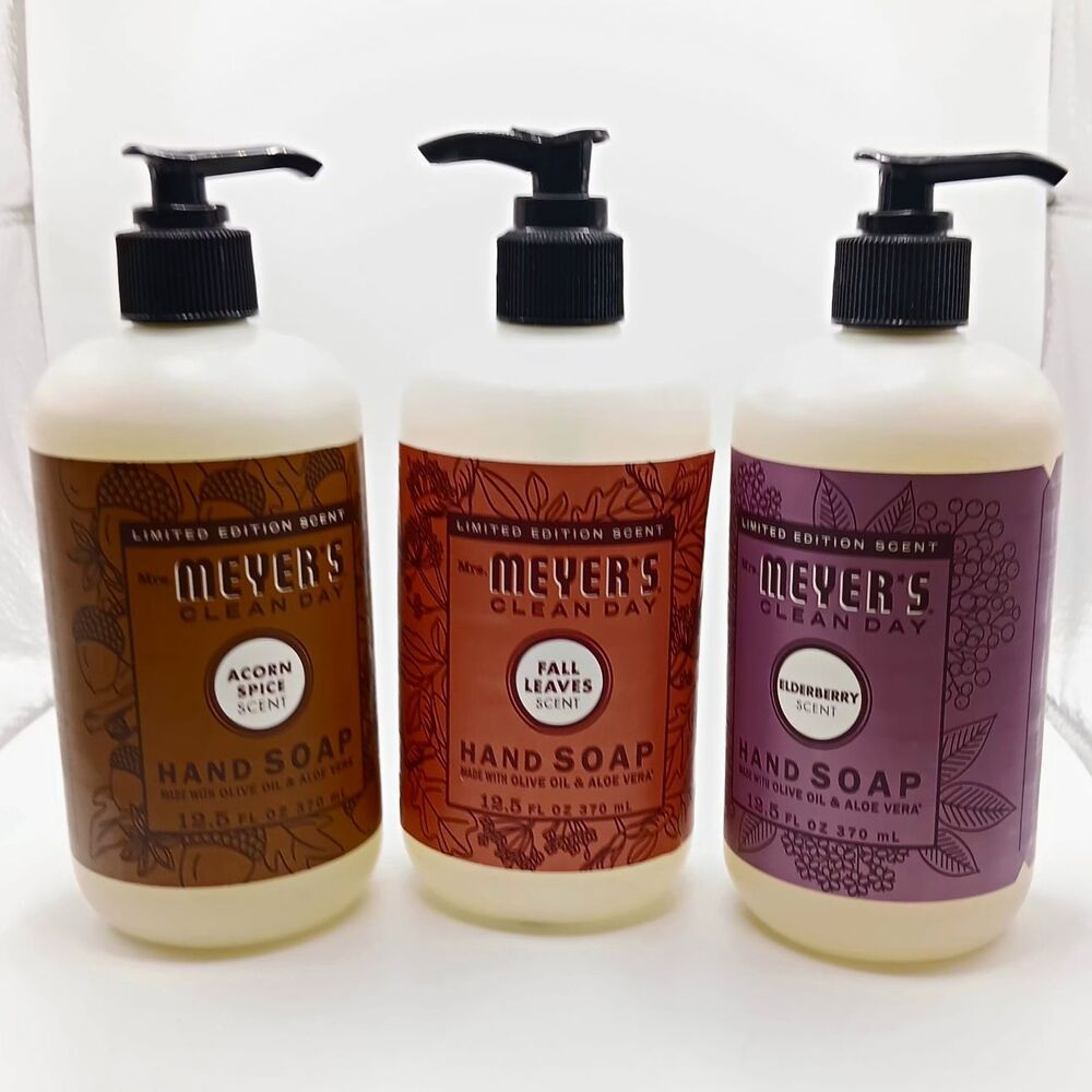 Mrs Myers Clean Day Fall Hand Soap 3 Pack Lot. Limited Edition Essentials Mix